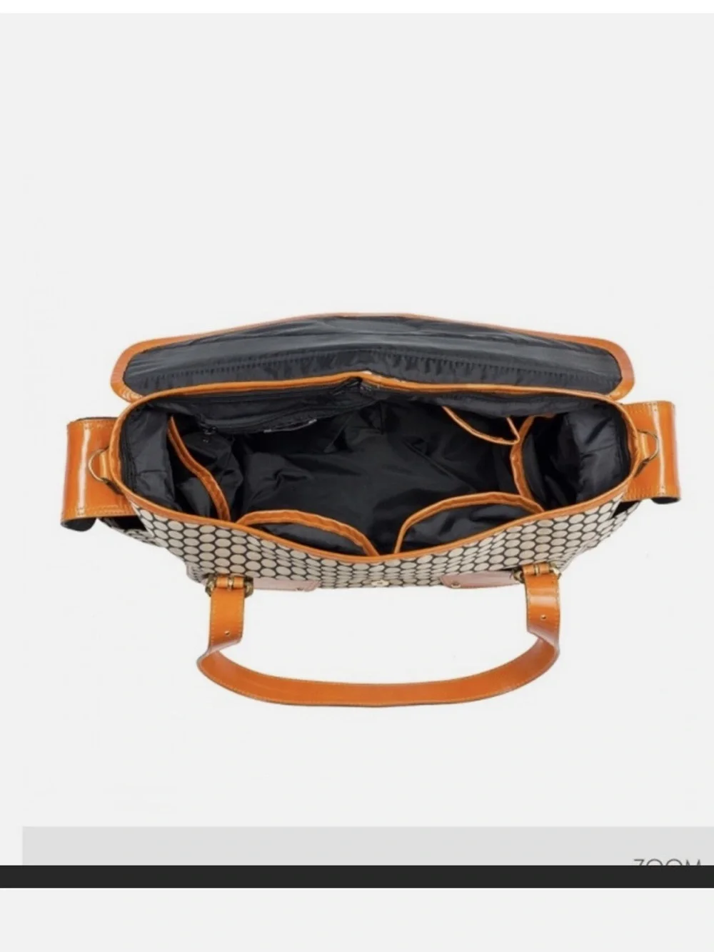 Mia Bossi Neutral Pattern Diaper Bag/Tote with Orange Accents